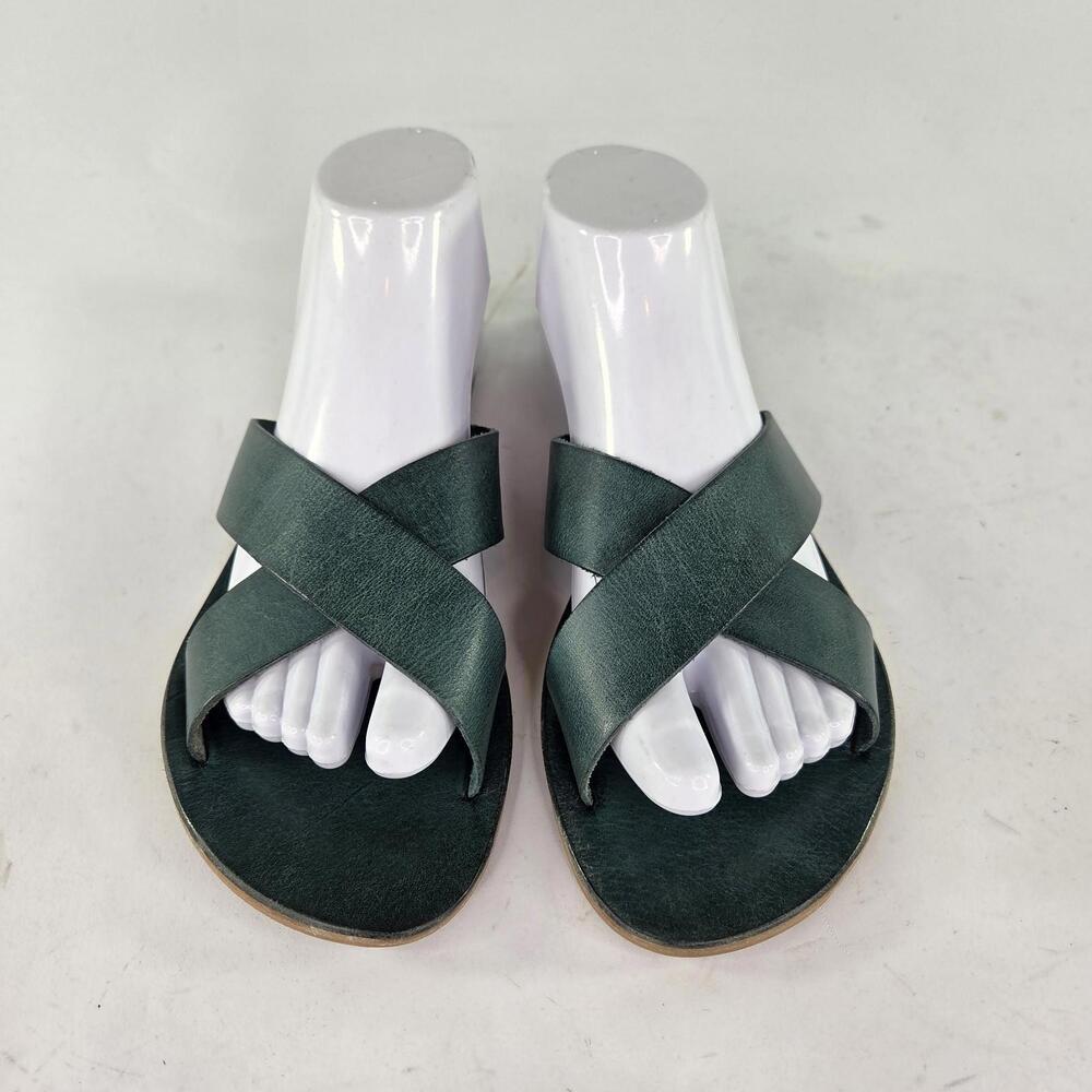 Matisse Topa Women's Dark Green Leather Shoes US 8 M Criss Cross FLat Sandal - Picture 3 of 10